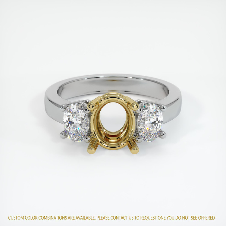 18K Yellow & White Three Stone Ring Setting