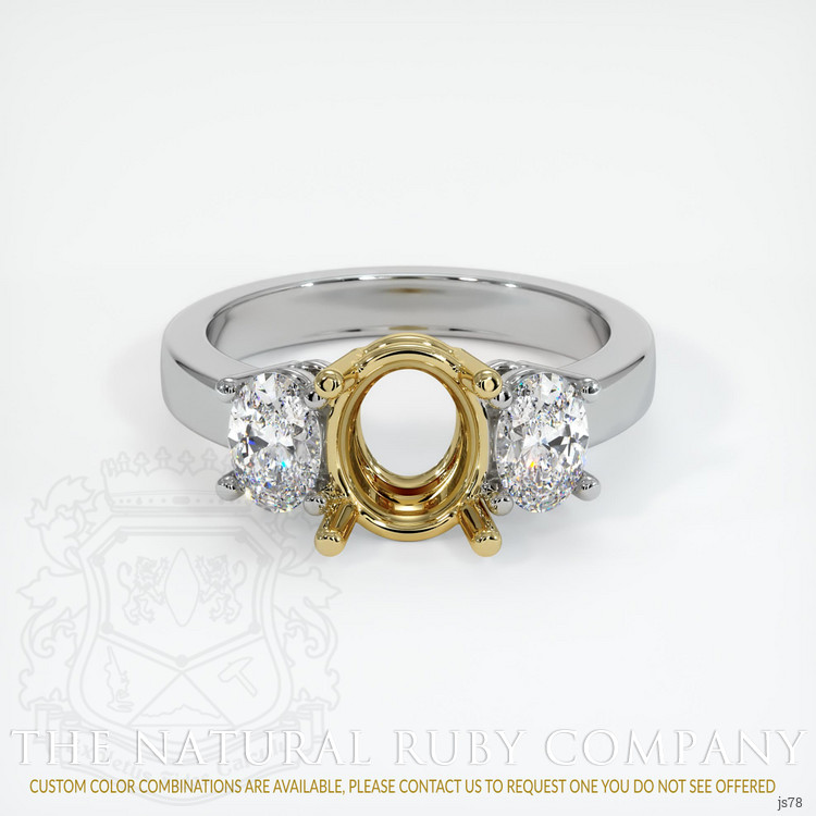 18K Yellow & White Three Stone Ring Setting