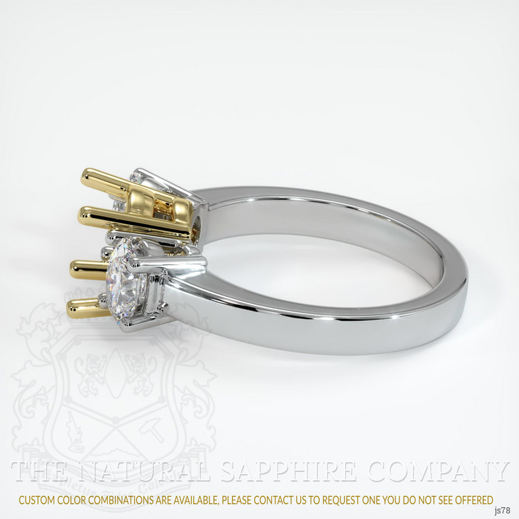 18K Yellow & White Three Stone Ring Setting