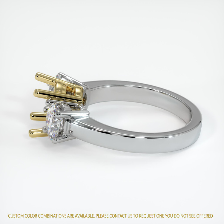 18K Yellow & White Three Stone Ring Setting