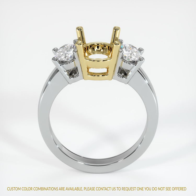 18K Yellow & White Three Stone Ring Setting