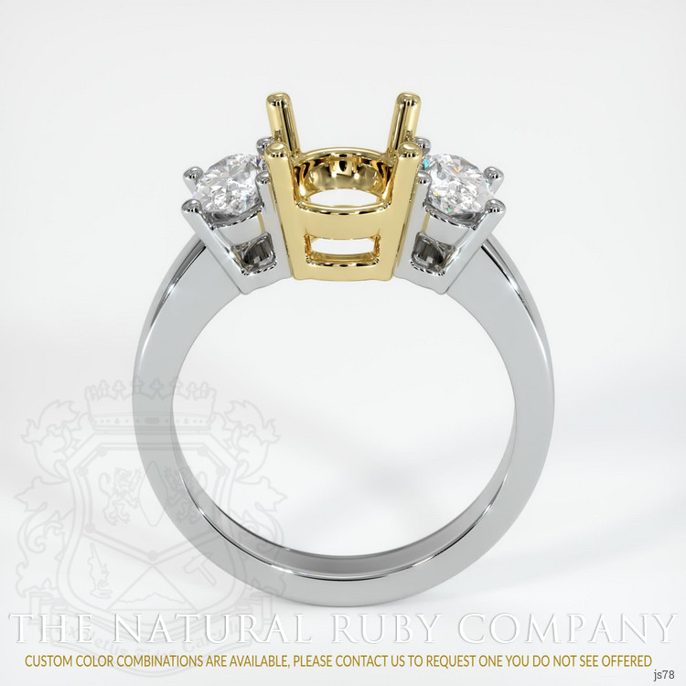 18K Yellow & White Three Stone Ring Setting