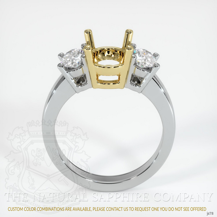 18K Yellow & White Three Stone Ring Setting