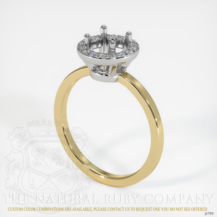 14K White & Yellow Pave Ring Setting