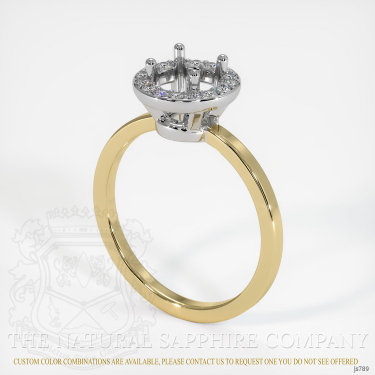 14K White & Yellow Pave Ring Setting