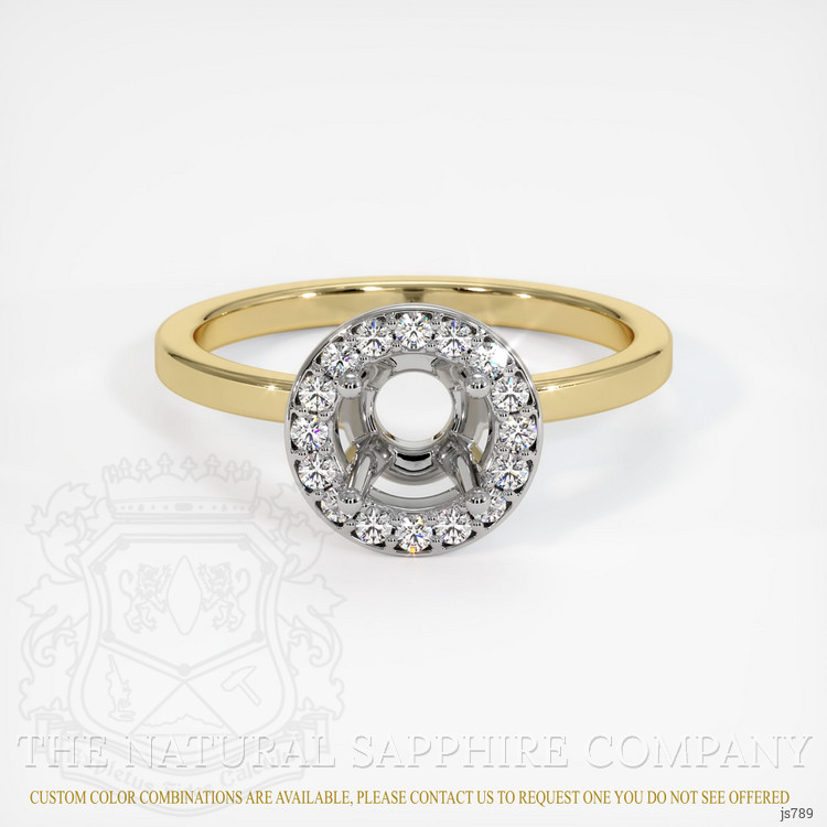 14K White & Yellow Pave Ring Setting