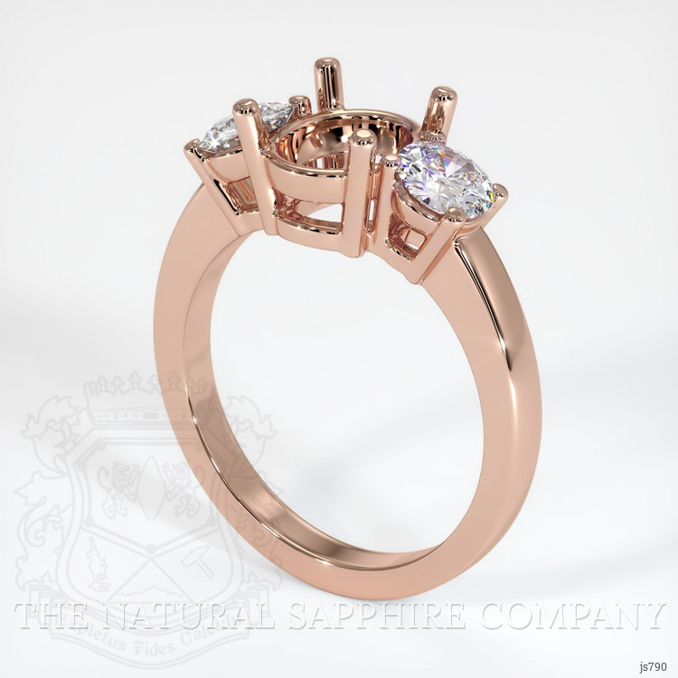 14K Rose Gold Three Stone Ring Setting