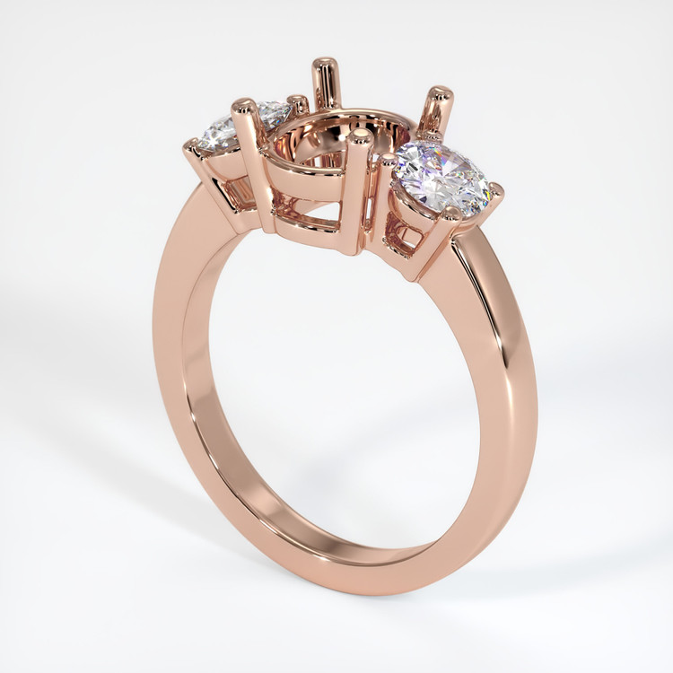 14K Rose Gold Three Stone Ring Setting