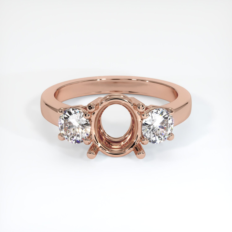 14K Rose Gold Three Stone Ring Setting