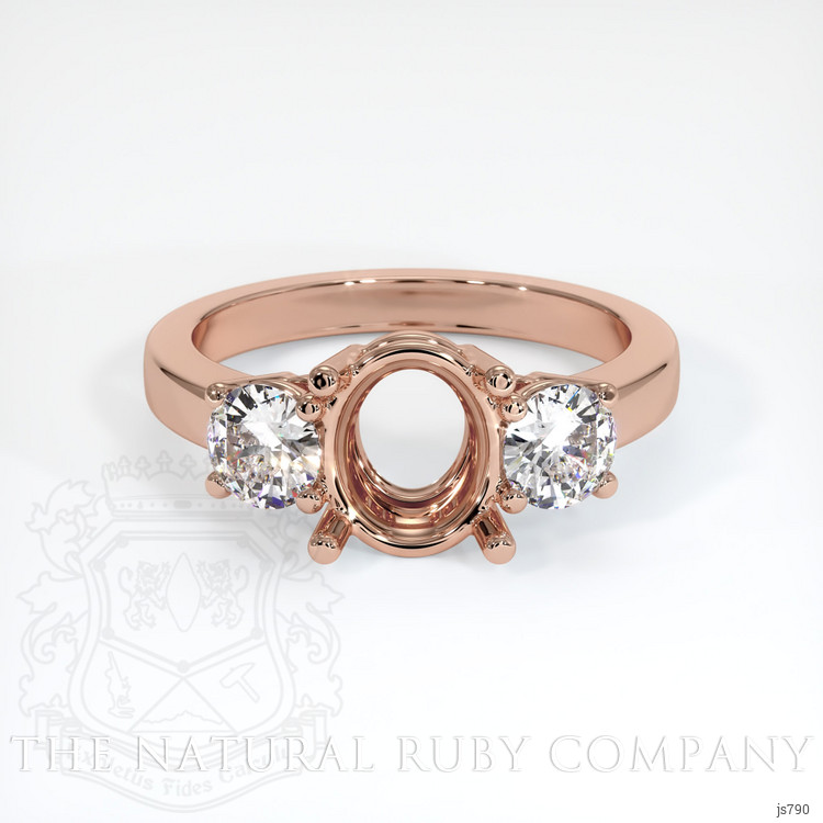 14K Rose Gold Three Stone Ring Setting