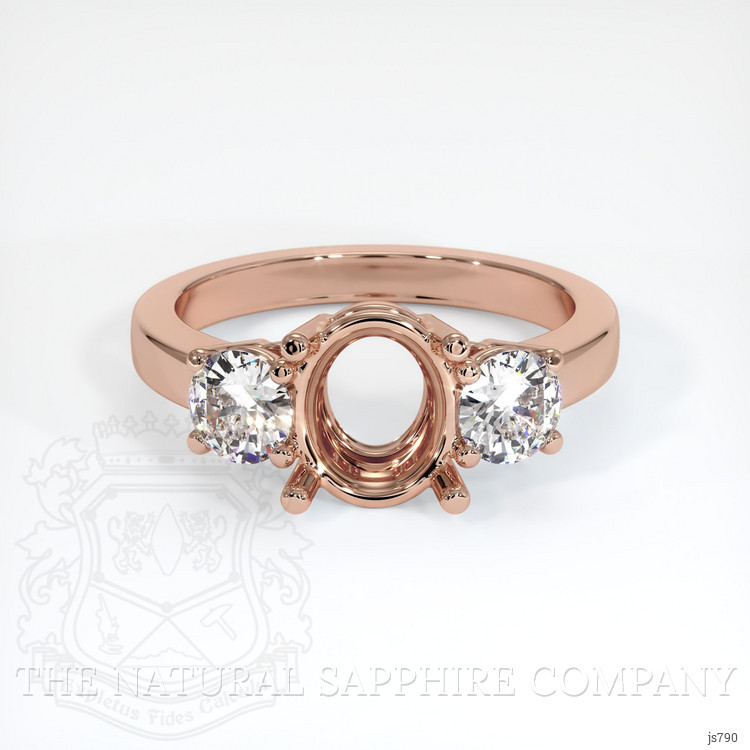 14K Rose Gold Three Stone Ring Setting