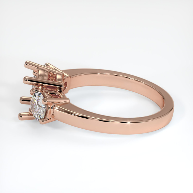 14K Rose Gold Three Stone Ring Setting
