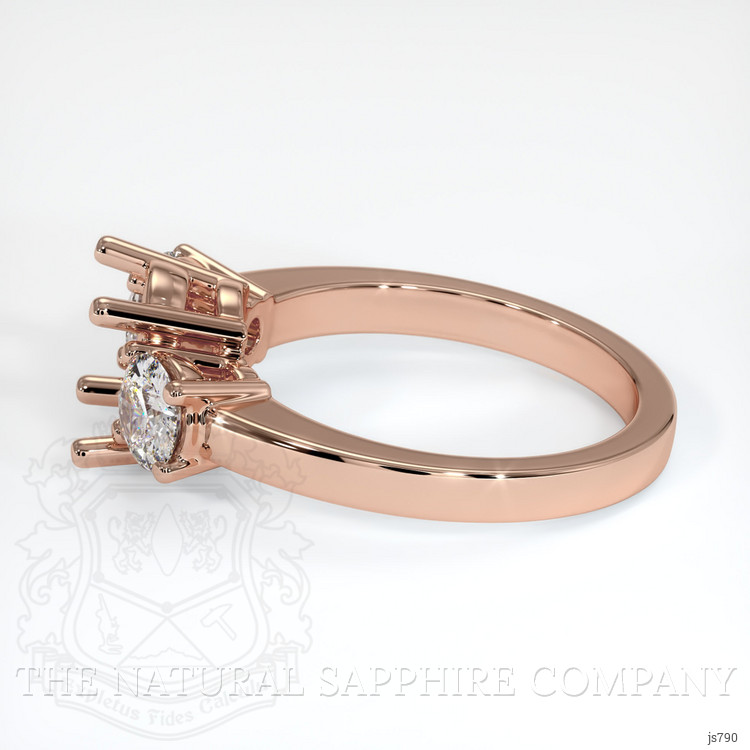 14K Rose Gold Three Stone Ring Setting