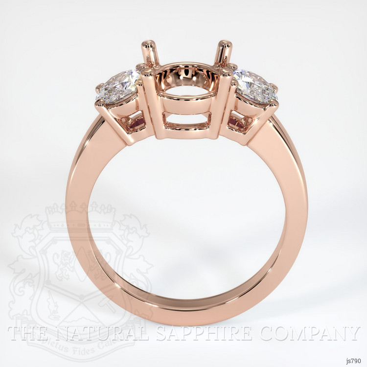 14K Rose Gold Three Stone Ring Setting