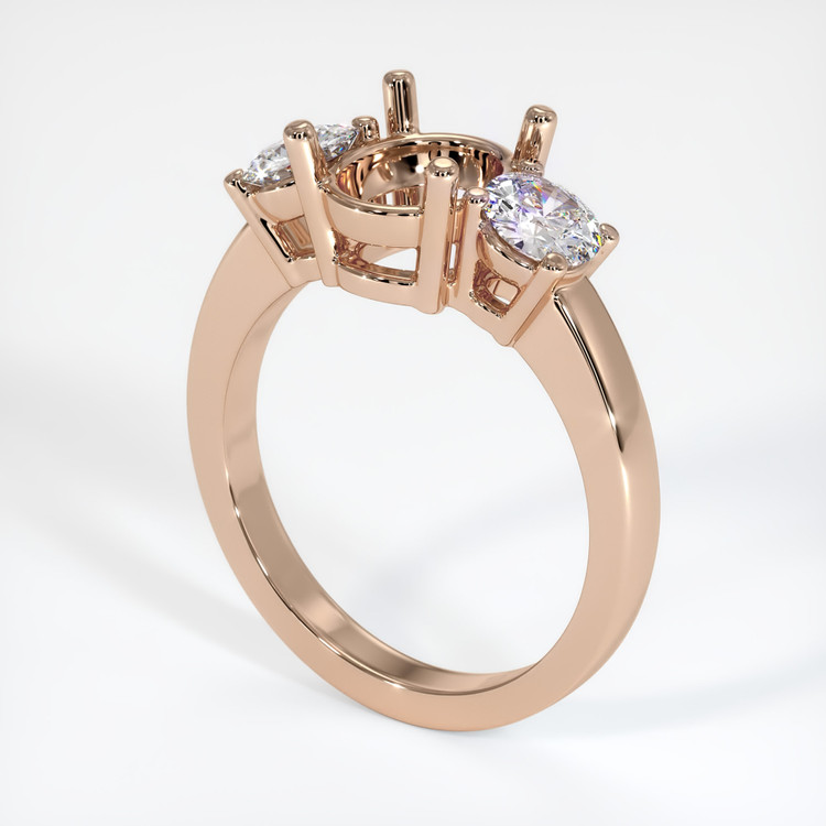 18K Rose Gold Three Stone Ring Setting