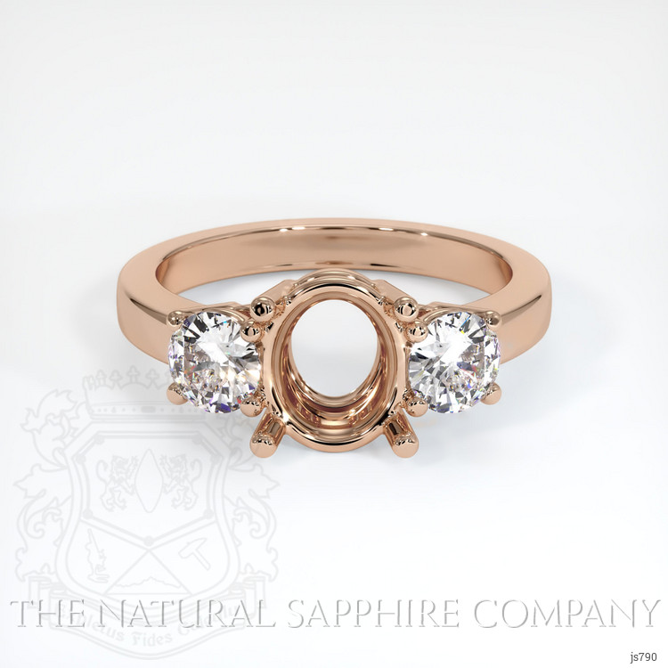 18K Rose Gold Three Stone Ring Setting