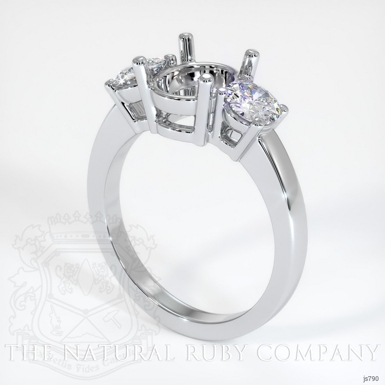 14K White Gold Three Stone Ring Setting