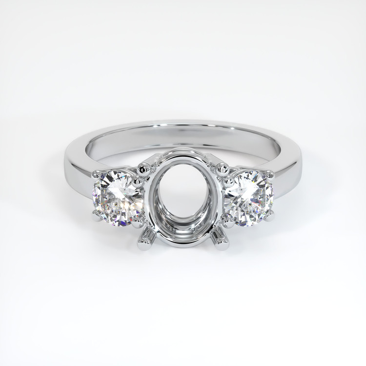 14K White Gold Three Stone Ring Setting