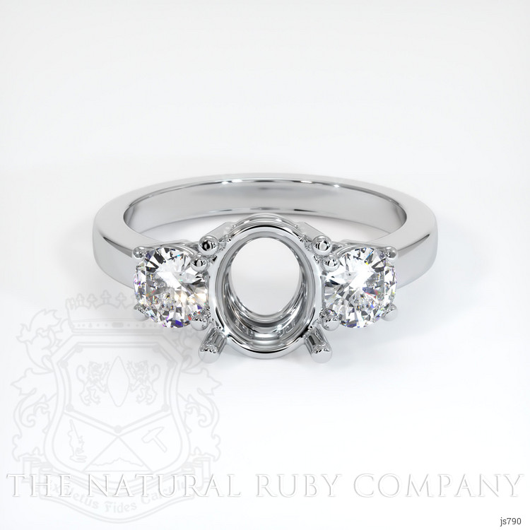 14K White Gold Three Stone Ring Setting