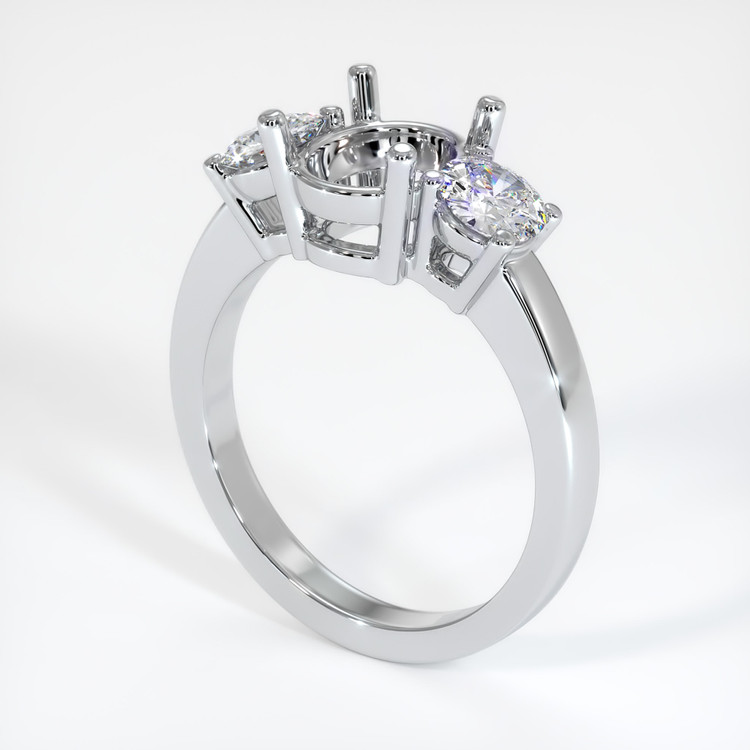 18K White Gold Three Stone Ring Setting