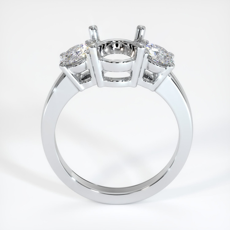18K White Gold Three Stone Ring Setting