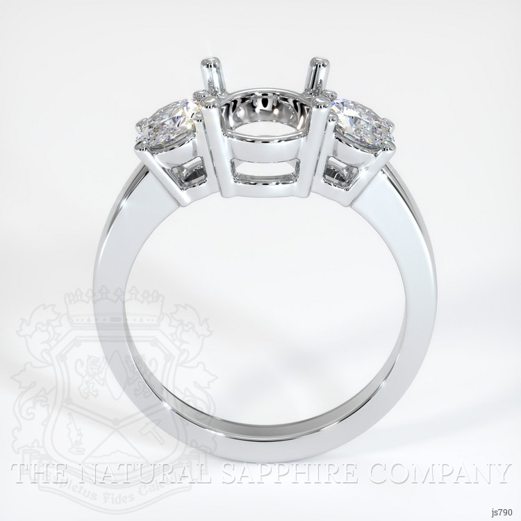 18K White Gold Three Stone Ring Setting