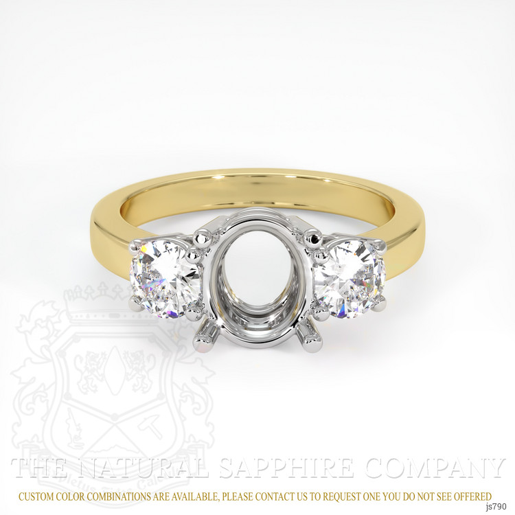 14K White & Yellow Three Stone Ring Setting