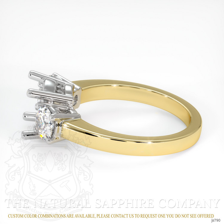 14K White & Yellow Three Stone Ring Setting