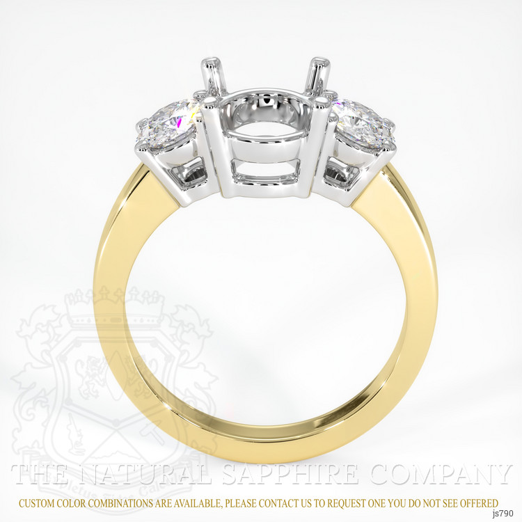 14K White & Yellow Three Stone Ring Setting
