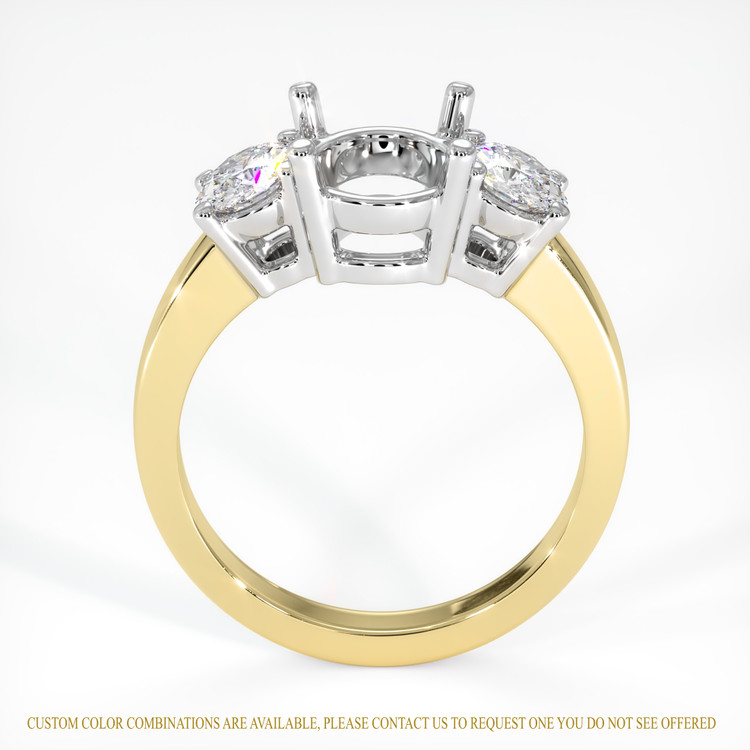 14K White & Yellow Three Stone Ring Setting