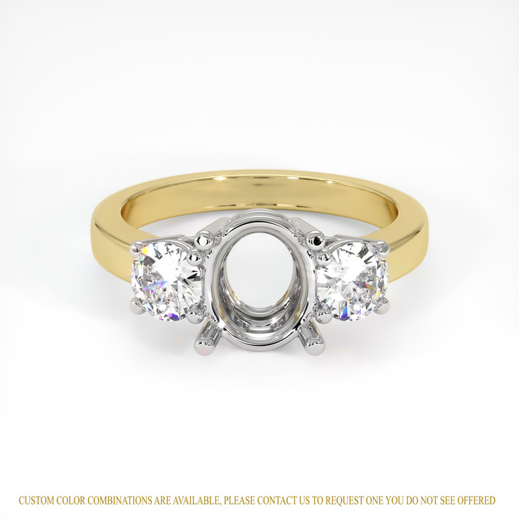 18K White & Yellow Three Stone Ring Setting