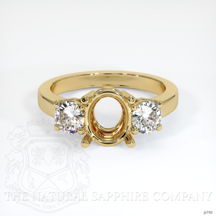 14K Yellow Gold Three Stone Ring Setting
