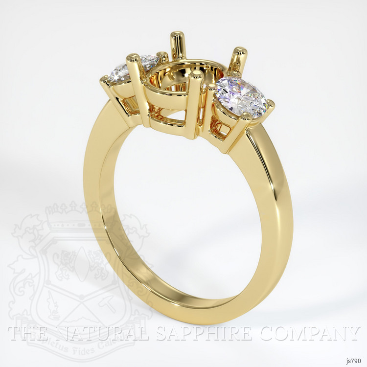 18K Yellow Gold Three Stone Ring Setting