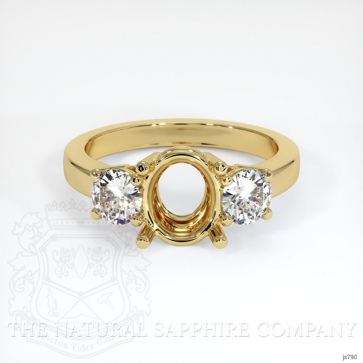 18K Yellow Gold Three Stone Ring Setting