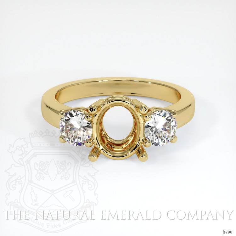 18K Yellow Gold Three Stone Ring Setting