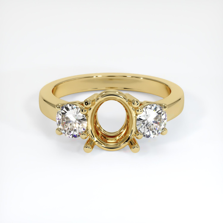 18K Yellow Gold Three Stone Ring Setting