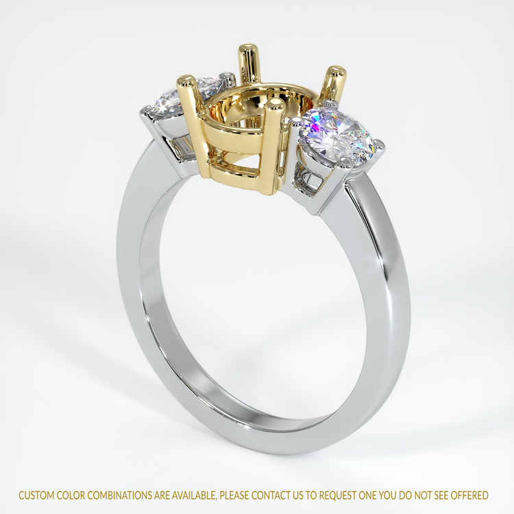 14K Yellow & White Three Stone Ring Setting
