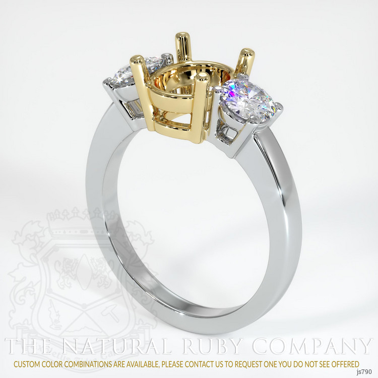 14K Yellow & White Three Stone Ring Setting