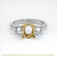 14K Yellow & White Three Stone Ring Setting Image