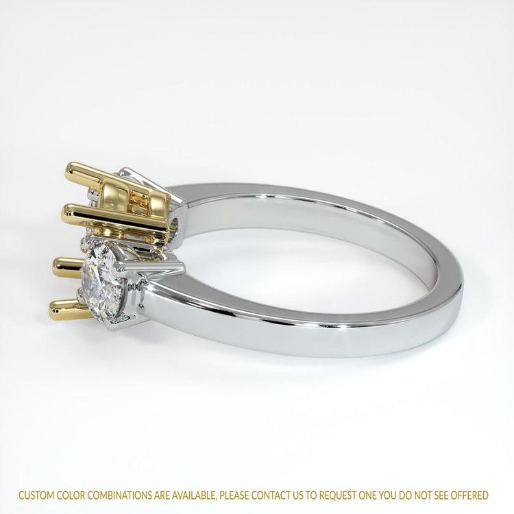 14K Yellow & White Three Stone Ring Setting