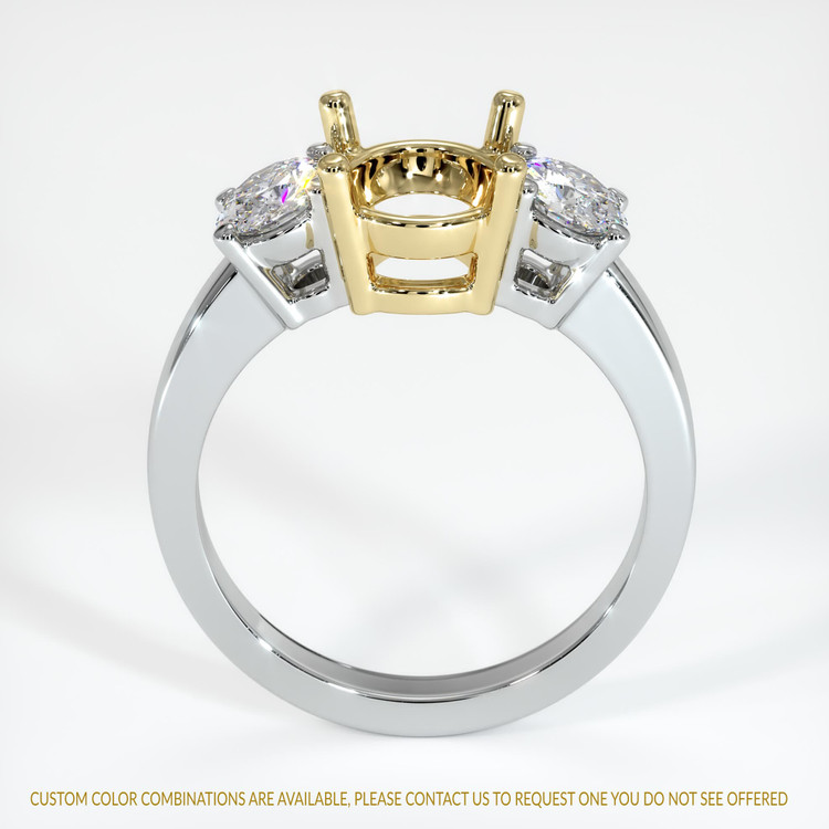 14K Yellow & White Three Stone Ring Setting