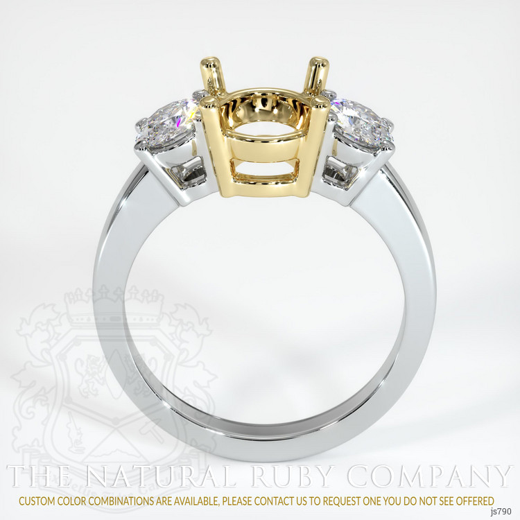 14K Yellow & White Three Stone Ring Setting