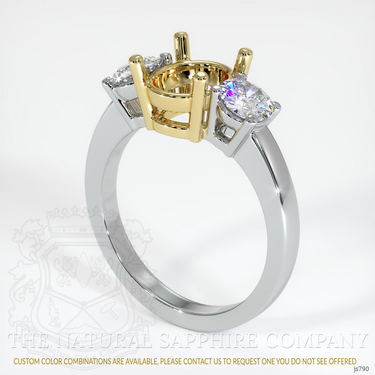 18K Yellow & White Three Stone Ring Setting