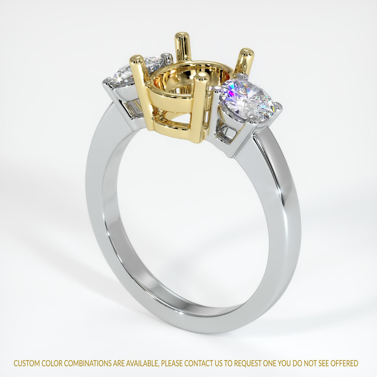 18K Yellow & White Three Stone Ring Setting
