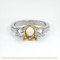 18K Yellow & White Three Stone Ring Setting Image