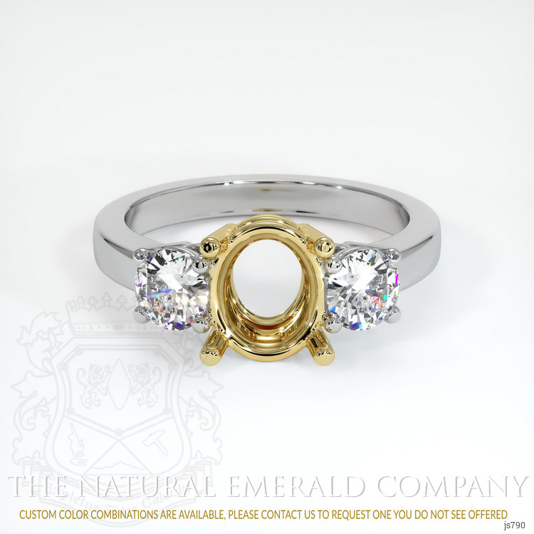18K Yellow & White Three Stone Ring Setting