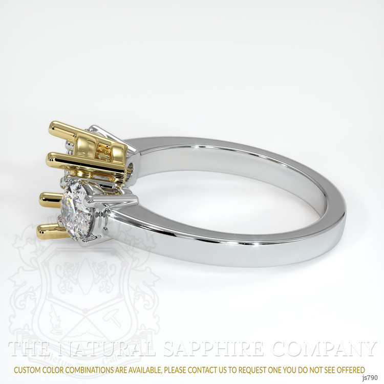 18K Yellow & White Three Stone Ring Setting