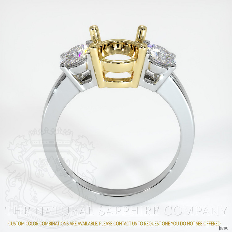 18K Yellow & White Three Stone Ring Setting