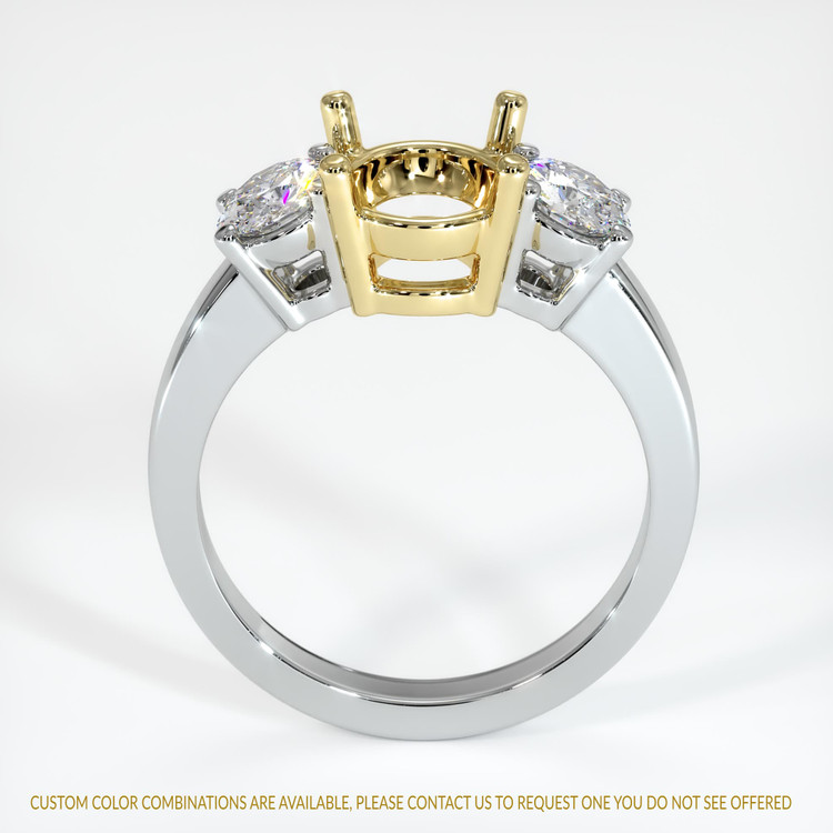 18K Yellow & White Three Stone Ring Setting