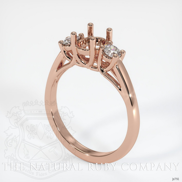 14K Rose Gold Three Stone Ring Setting